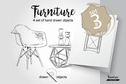 Furniture Hand drawn Vector set#3, a Decorative Illustration by Alltruecolours (Thumbnail 1 of 4)