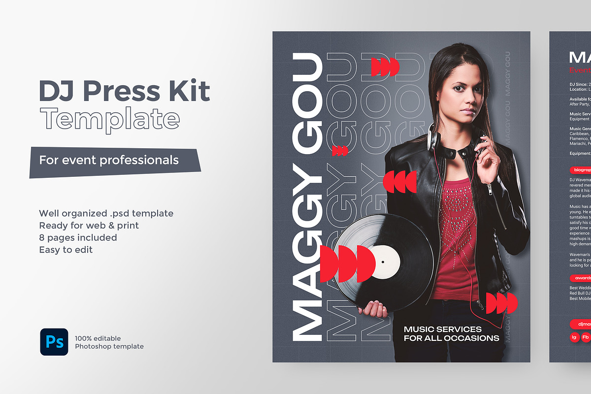 DJ Press Kit & Resume Template / EPK, a Resume Template by vinyljunkie (Photo 1 of 5)