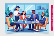 Business Team Meeting Around Table, a Finance Illustration by Tanuart (Thumbnail 1 of 3)
