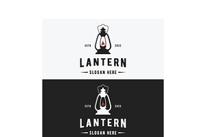 Vintage retro lantern lamp logo with, a Branding & Logo Template by LOGOCREATIVE