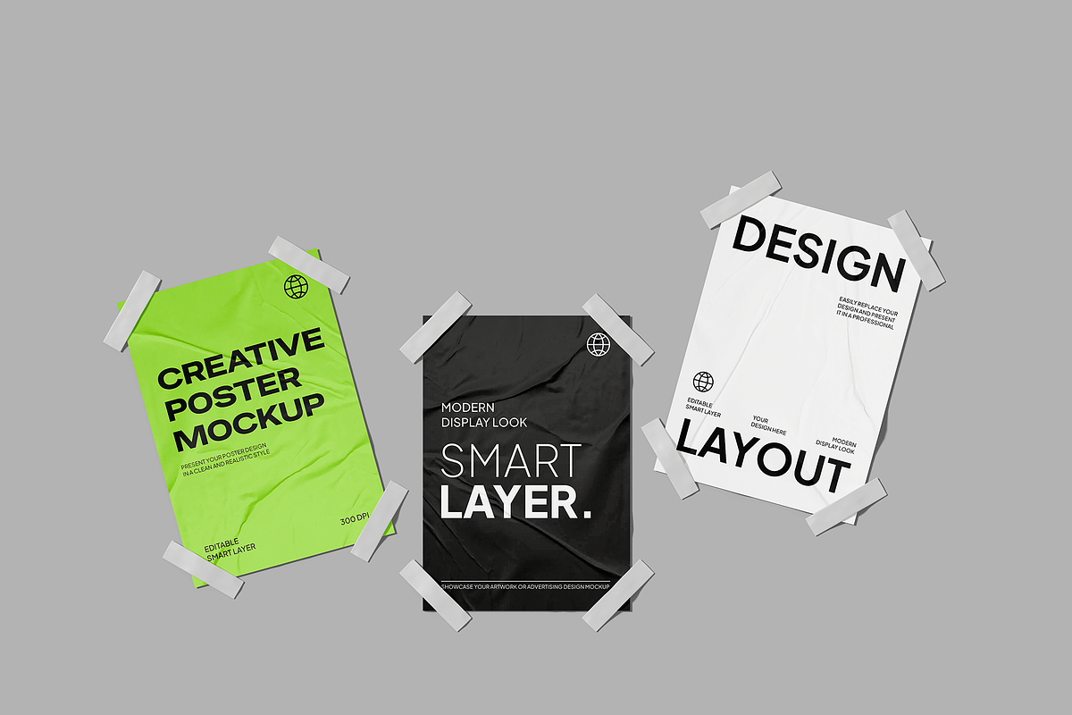 Glued Poster Mockup, an Advertising Mockup by Bartama Graphic (Photo 2 of 4)