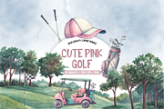 Golf Watercolor Clipart, Golf Club, an Illustration by TatiMockup (Thumbnail 1 of 3)