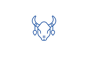 Bull Skull Line Icon Concept. Bull