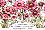 Pink Flowers Spring Clipart, an Illustration by Designking (Thumbnail 1 of 5)