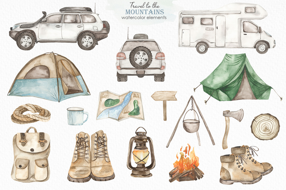 Travel to the mountains watercolor, an Illustration by Marina Ermakova (Photo 3 of 12)