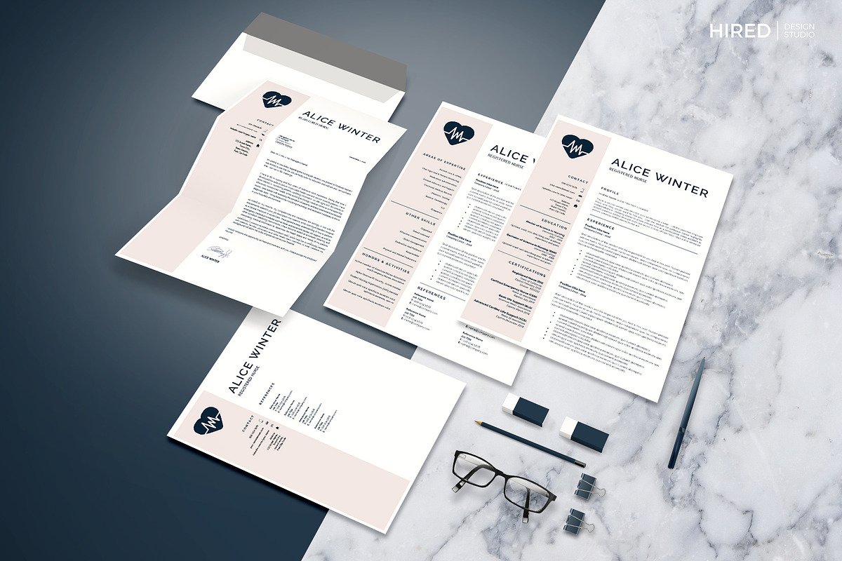 Nurse Resume, Cover L. + References, a Resume Template by HIRED Design Studio (Photo 4 of 11)