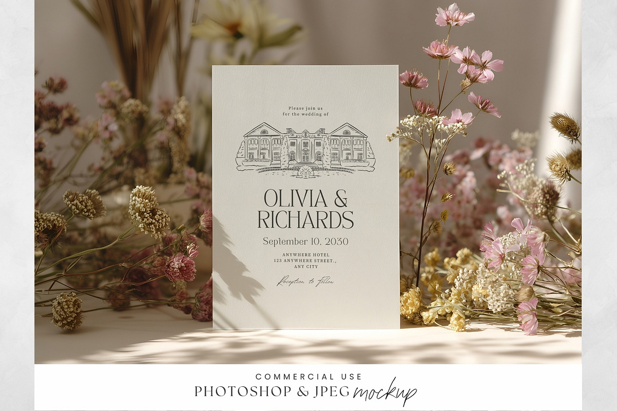 Natural Dried Floral Card Mockup, an Advertising Mockup by illuztrate (Photo 3 of 3)