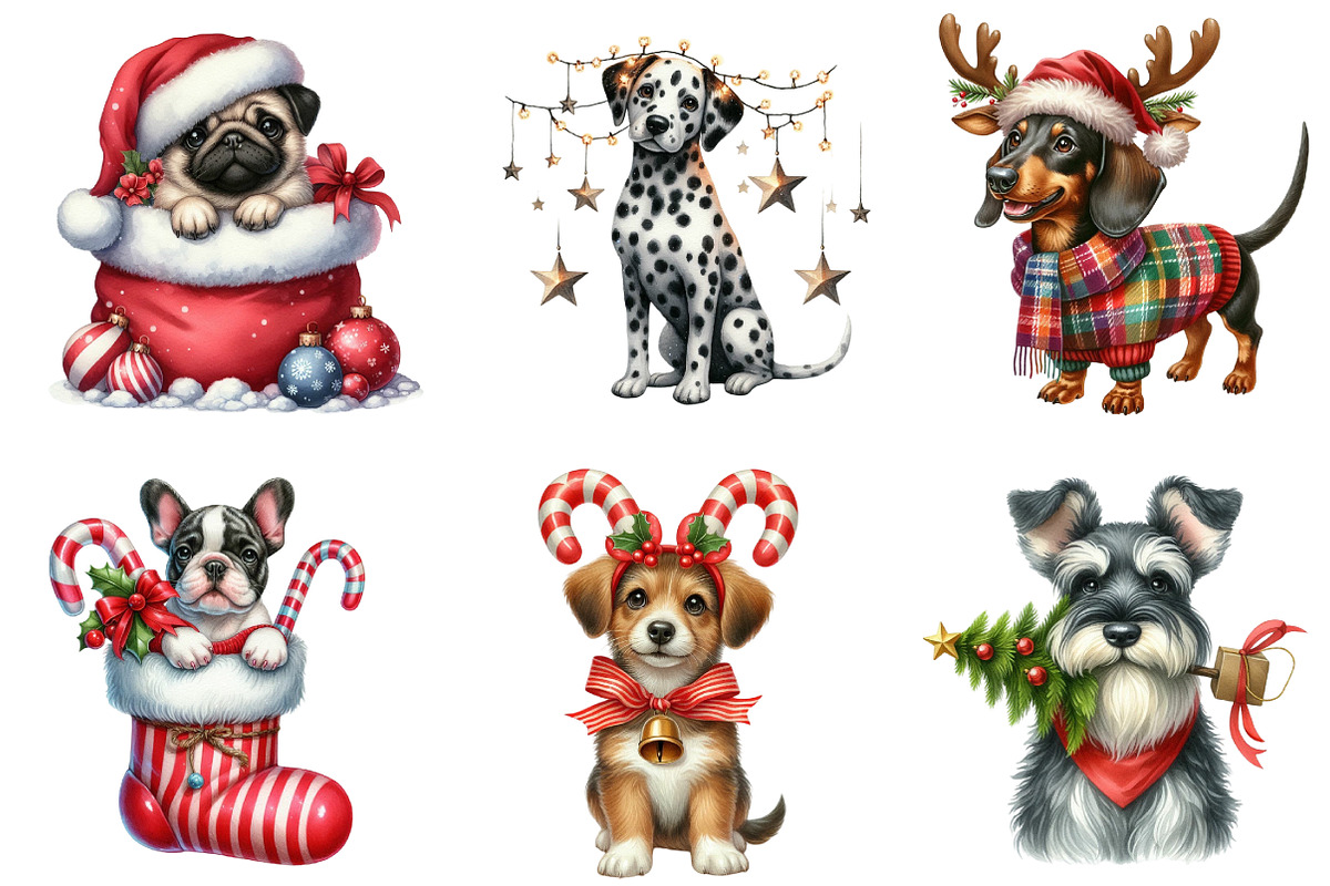 Christmas Cute Dog Sublimation, an Illustration by DreamArtGraphic (Photo 4 of 5)