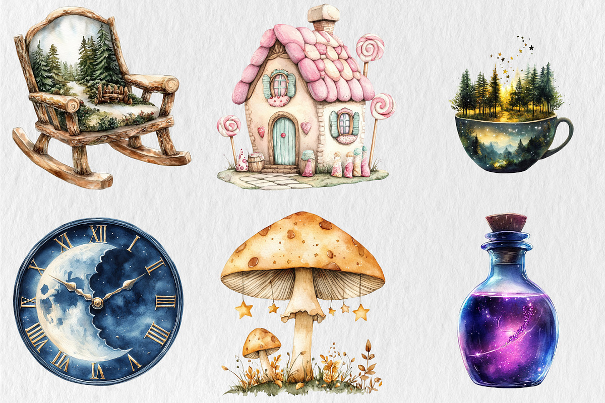 Watercolor Fairytale Wonderland Clip, an Illustration by Rose Art (Photo 4 of 5)