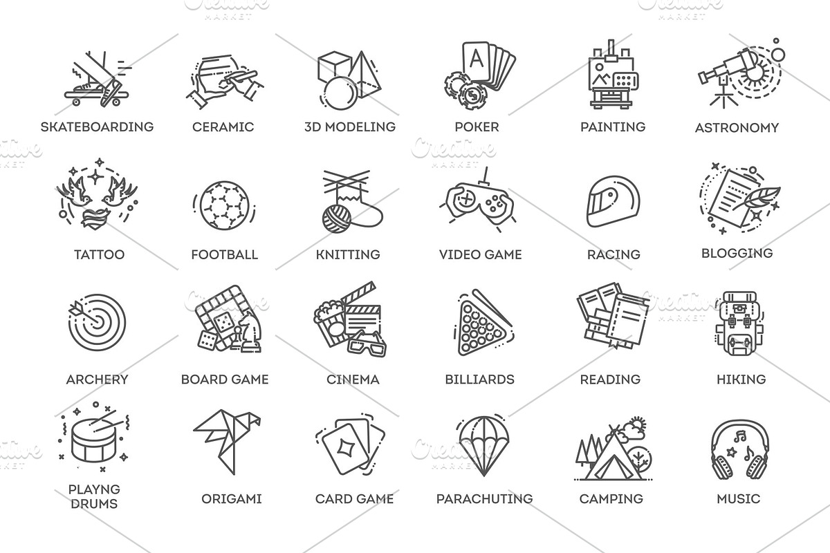 Hobbies and Interest Icons, an Object Illustration by Tettygreen (Photo 3 of 3)