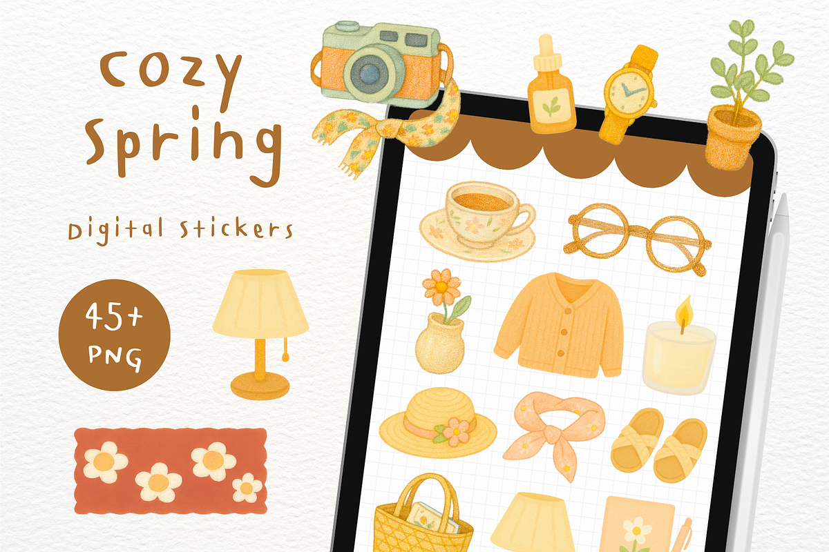 Cozy Spring Goodnotes Stickers, an Illustration by mimimeow (Photo 1 of 3)