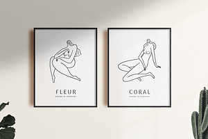 Coral Feminine Line Drawings