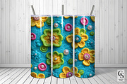 Turquoise Neon Crochet Flower Papers, a Pattern Graphic by Creative Store (Thumbnail 3 of 4)