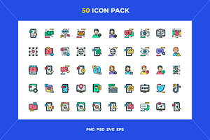 50 Social media icons, an Outline Icon by Wencory