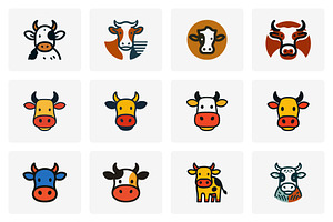 Cow minimal mascot logo, a Branding & Logo Template by Vectorium Studio