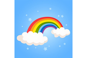 Cartoon vector colorful rainbow, an Object Illustration by Elen_Art