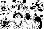Christmas Mask Hand Drawn Set, an Animal Illustration by Art's and patterns (Thumbnail 2 of 11)