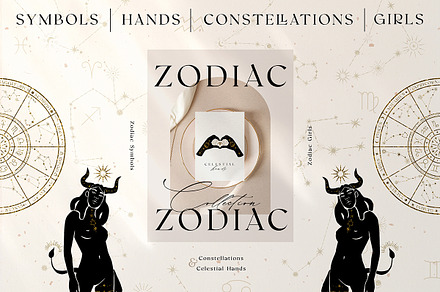 Zodiac Celestial Constellations Set, an Illustration by NassyArt