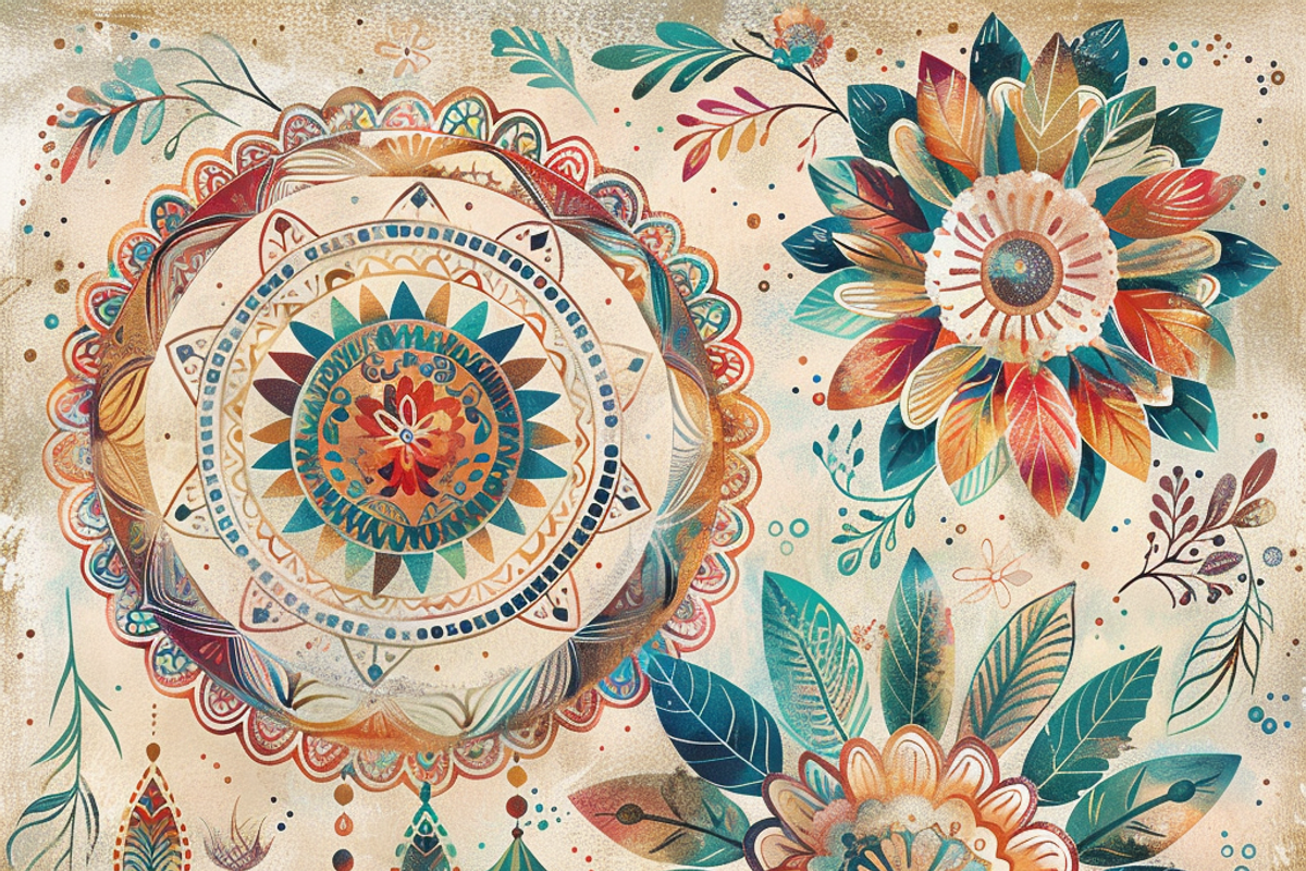 Bohemian Floral Mandalas, a Background Graphic by Printable Treasure (Photo 6 of 9)