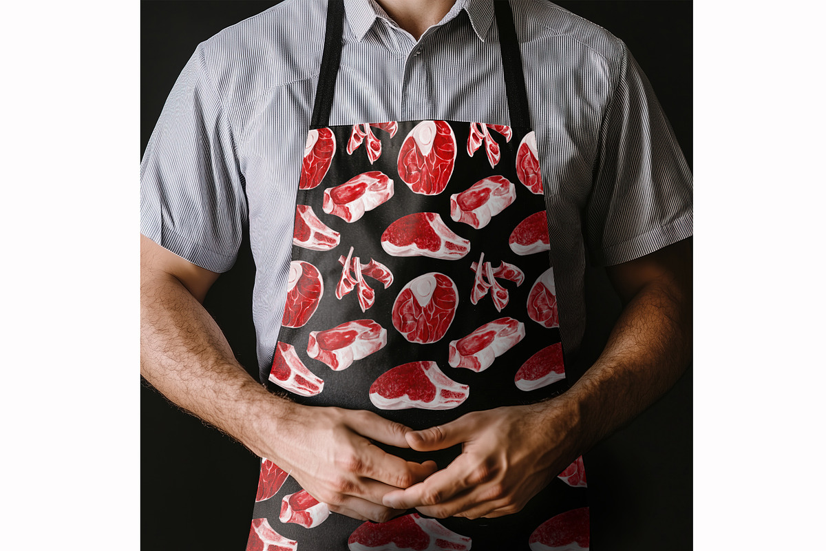 Meat, butcher shop. Watercolor., a Food Illustration by Alena Sid (Photo 10 of 11)