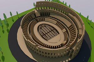 Low Poly Colosseum Rome Italy Landma