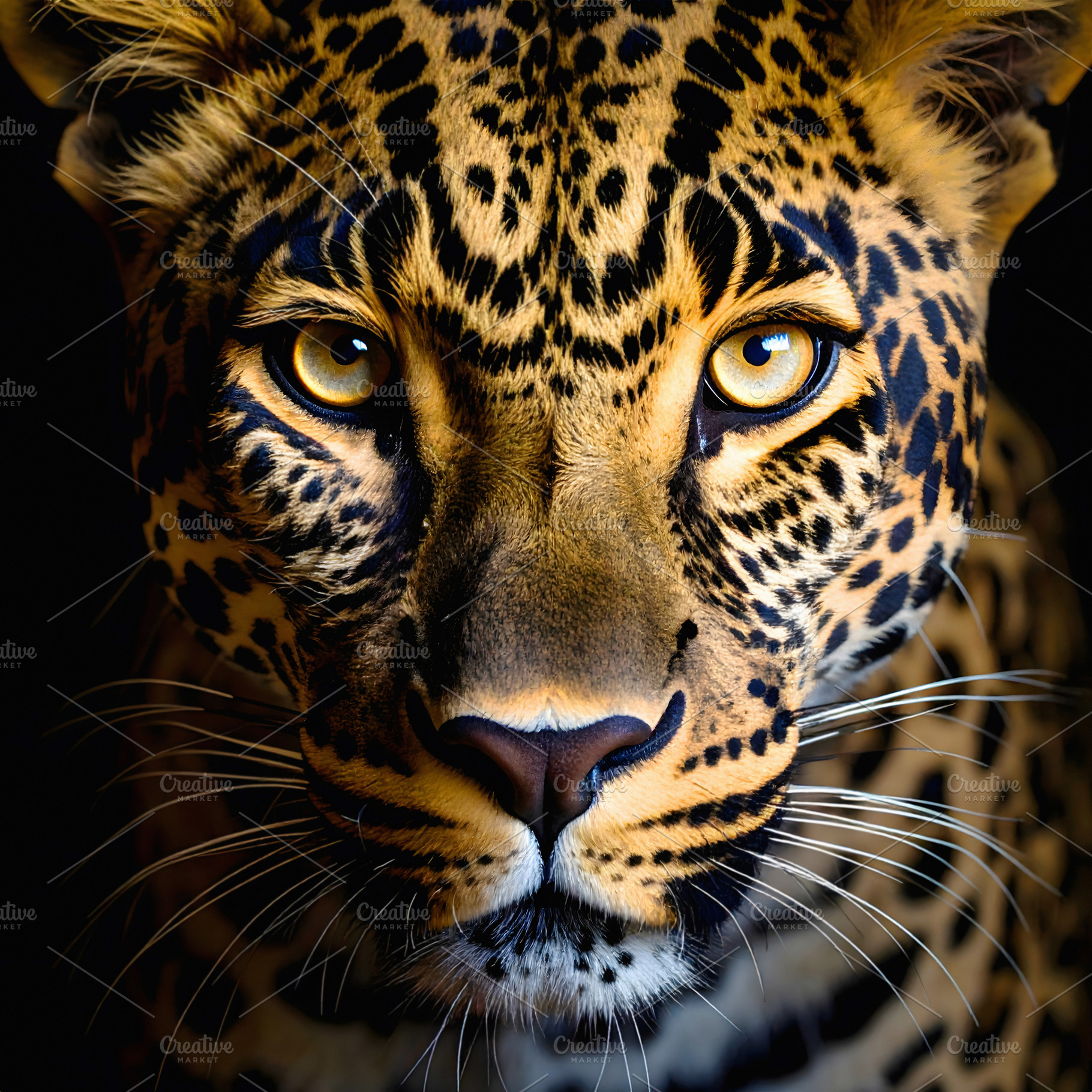 Close up portrait of a leopard with piercing eyes and spotted co, an Animal Photo by GoodGoods