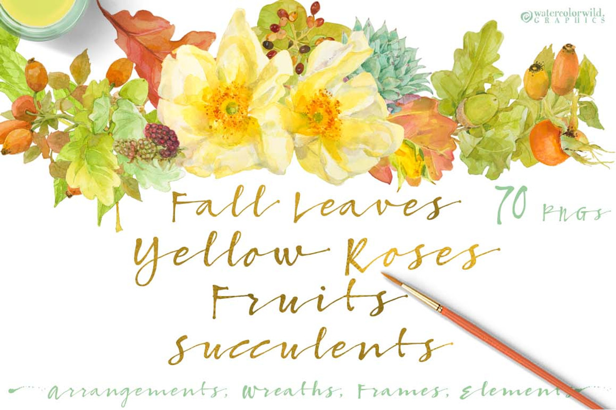 0406 Roses&Succulents&Fall Leaves, a Work Illustration by watercolorwild.graphics (Photo 1 of 10)