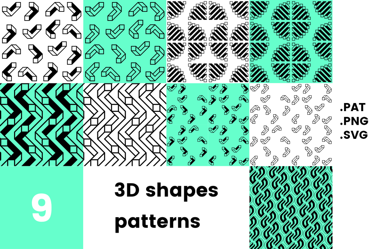 3D shapes pattern pack, a Pattern Graphic by Michał Pieczyński (Photo 1 of 10)