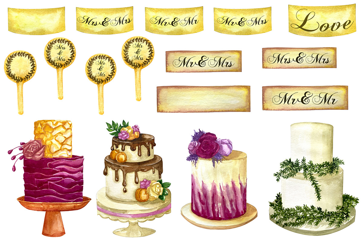 Wedding Clipart, Wedding Invitation, a Background Graphic by Fresh art by Larysa (Photo 2 of 4)
