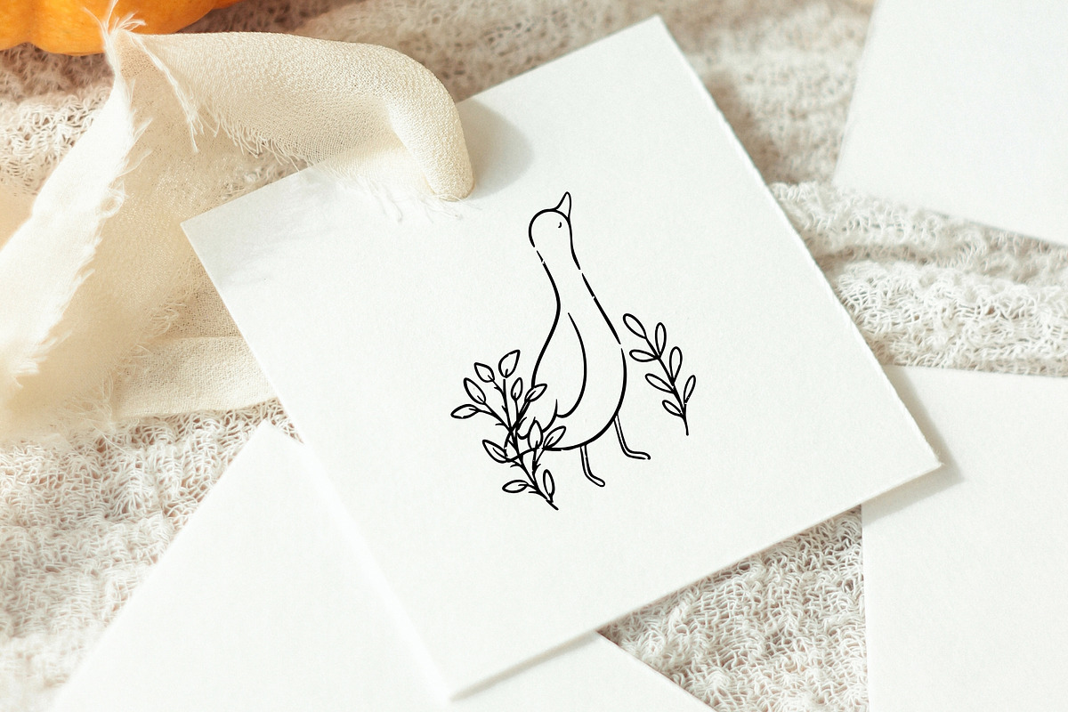 Line Art Cute Geese & Florals, an Animal Illustration by Jenteva Art (Photo 7 of 16)