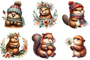 Cute Beaver Woodland Animals Clipart, an Illustration by DreamArtGraphic (Thumbnail 2 of 6)