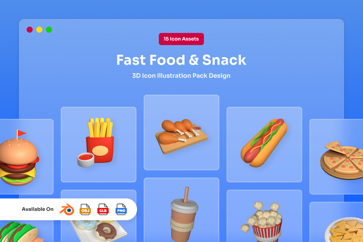 Tasty Soft 3D Snack Icons Collection, a Food Illustration by twinstd
