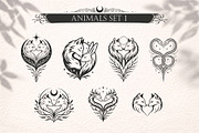 Heartful Animals - Tattoo Vector Set, an Object Illustration by Christine Krahl (Thumbnail 3 of 16)
