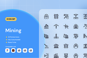 Mining Icon Set, an Outline Icon by Nathaya Studio