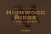 Highwood Ridge - A Rustic Font, a Serif Font by Komet & Flicker (Thumbnail 1 of 15)
