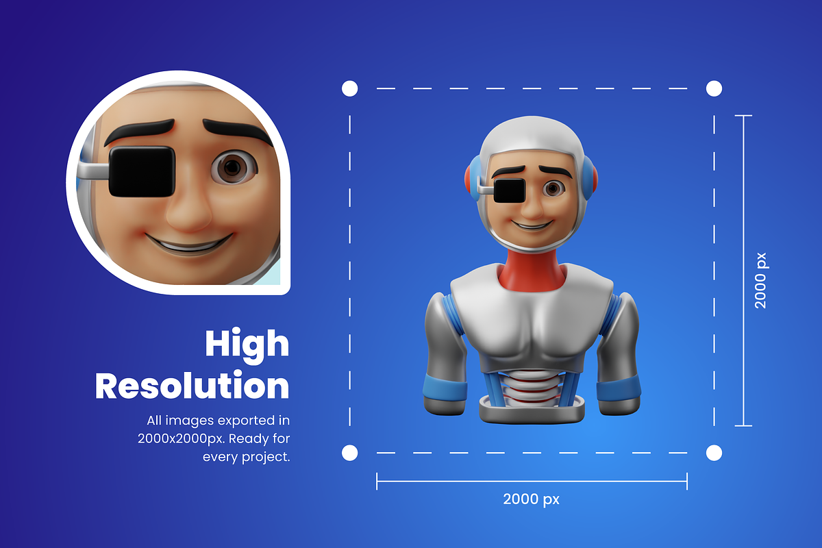 3D Robot Icon Set, an Object 3D Model by Flat Icons (Photo 4 of 8)