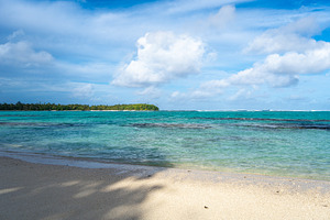 Anini Marae Beach on Huahine, French Polynesia, with turquoise w, a Nature Photo by GoodGoods