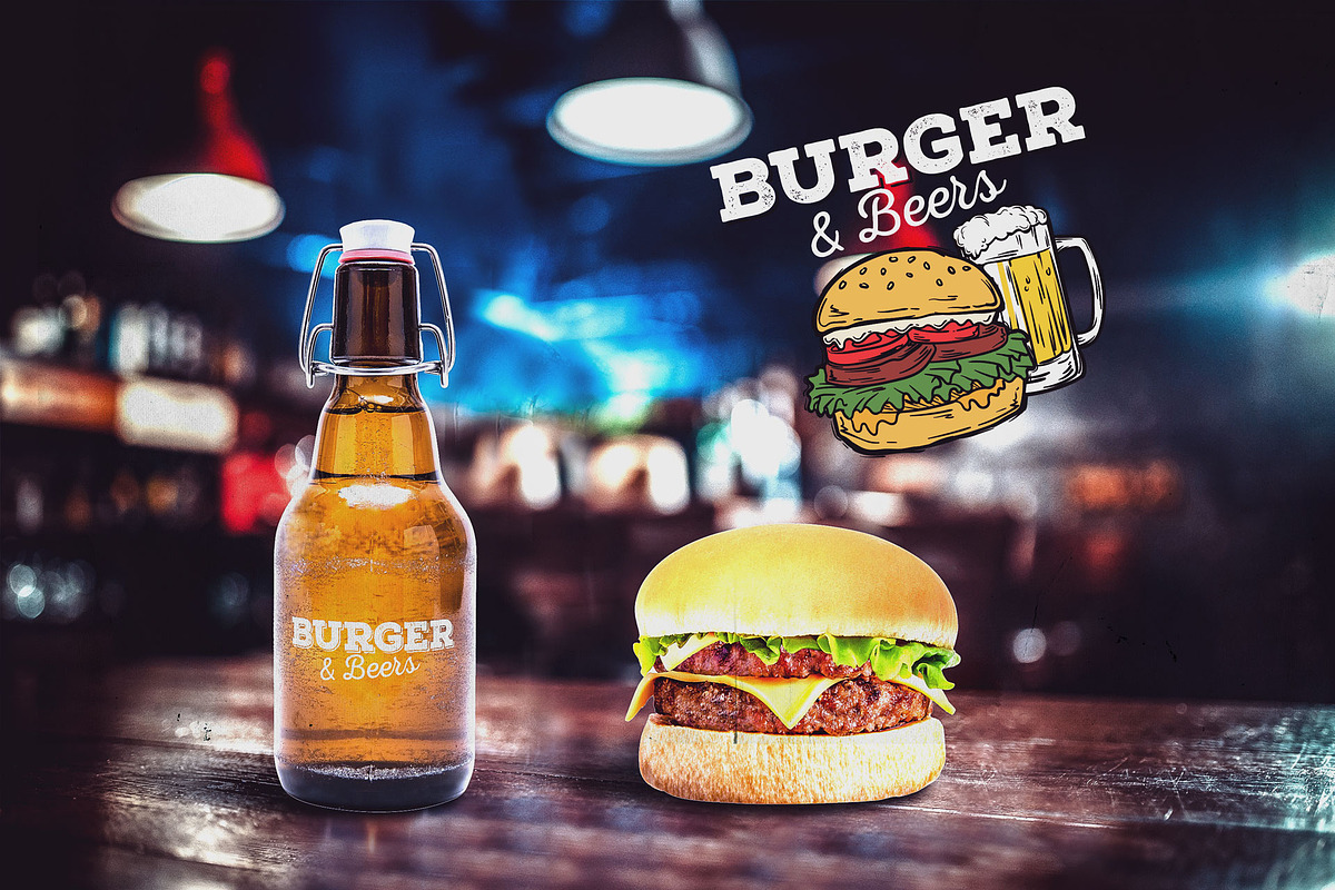 Burger&Beer Mock-up / Scene Creator, a Product Mockup by relineo.mock-ups (Photo 9 of 16)