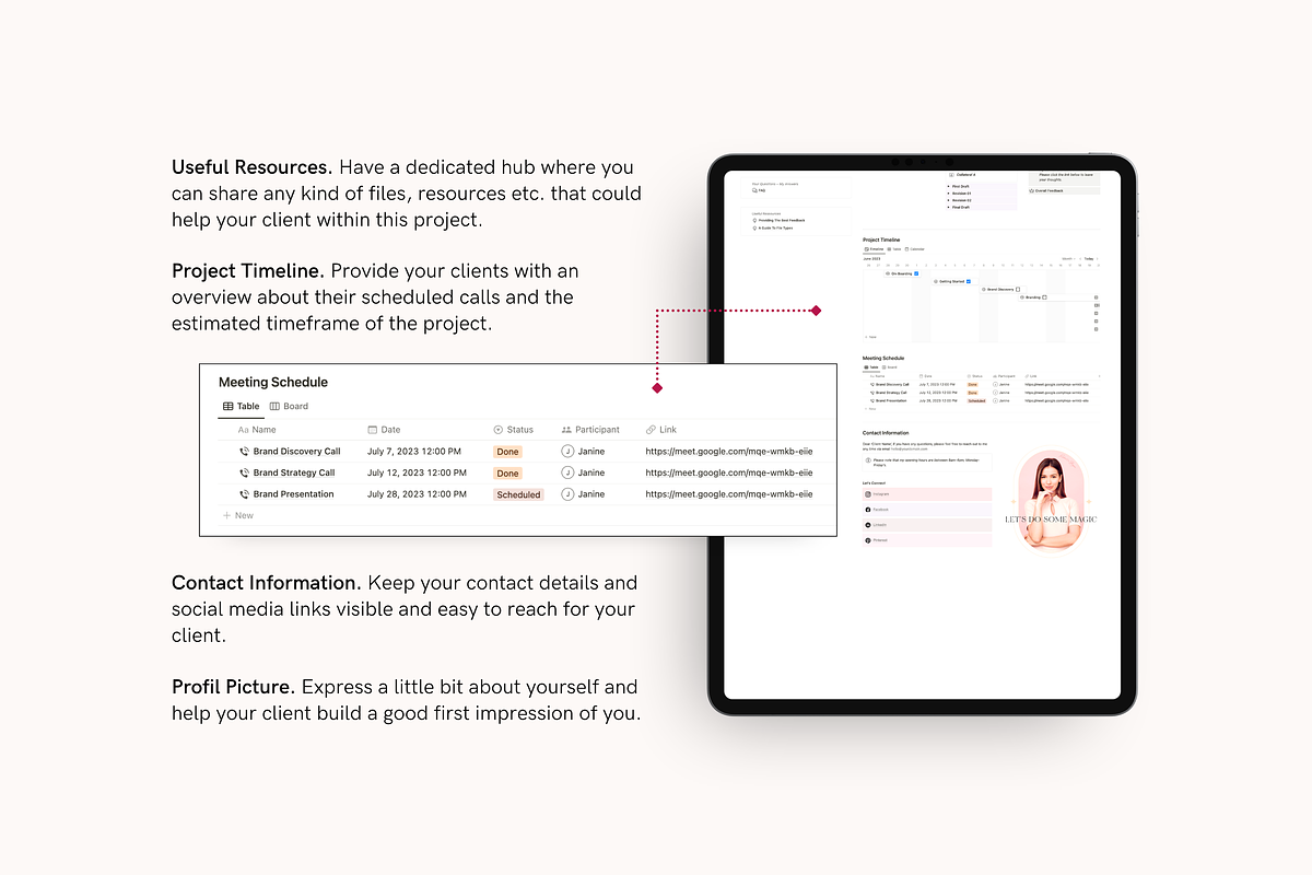 Notion Client Portal For Designer, a Stationery Template by TheCoastlineStudio (Photo 3 of 9)