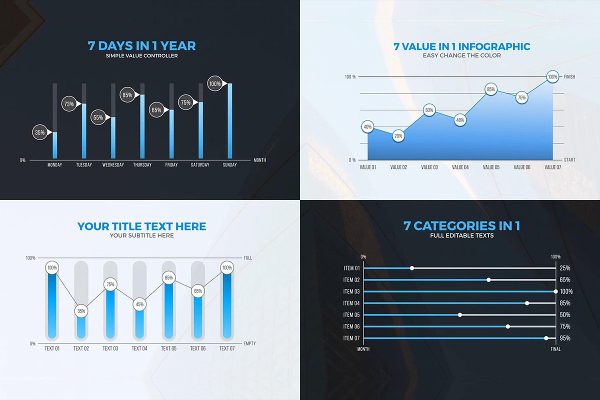 7 Value Infographic Charts (.Mogrt), a Templates & Theme by MinnaPicture (Photo 2 of 2)