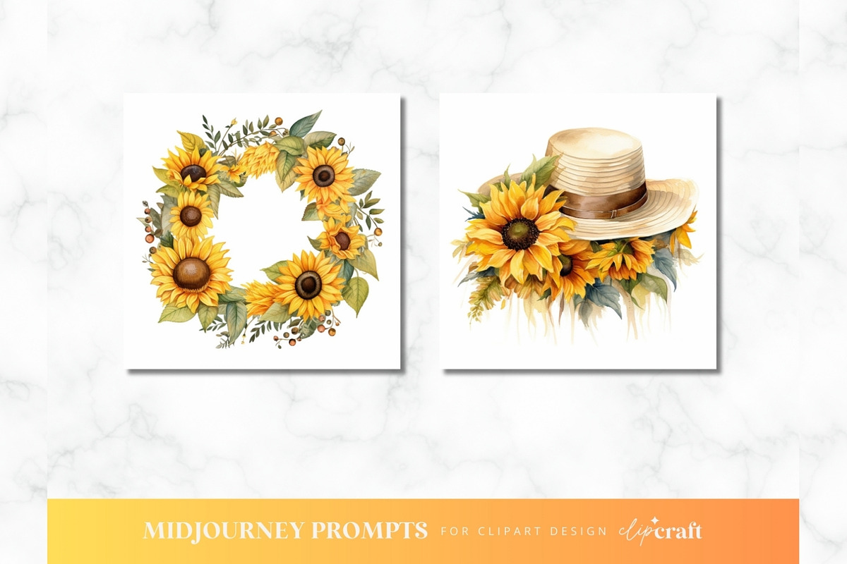 Sunflower Clipart Midjourney Prompt, a Decorative Illustration by ClipCraft (Photo 8 of 9)