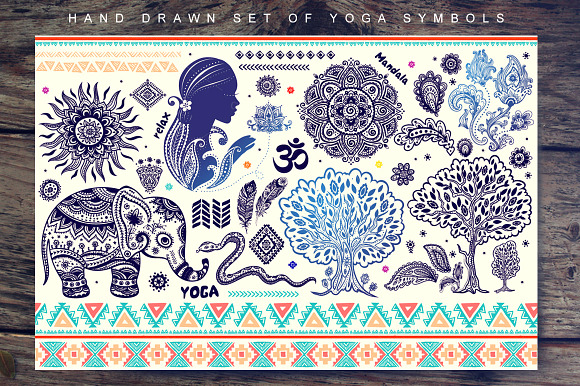 Set Of Yoga And Tribal Symbols
