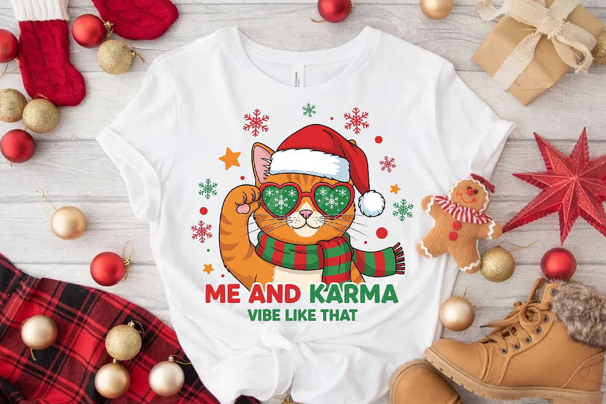 Christmas Cat Karma Quote PNG, an Illustration by DreamArtGraphic (Photo 5 of 5)