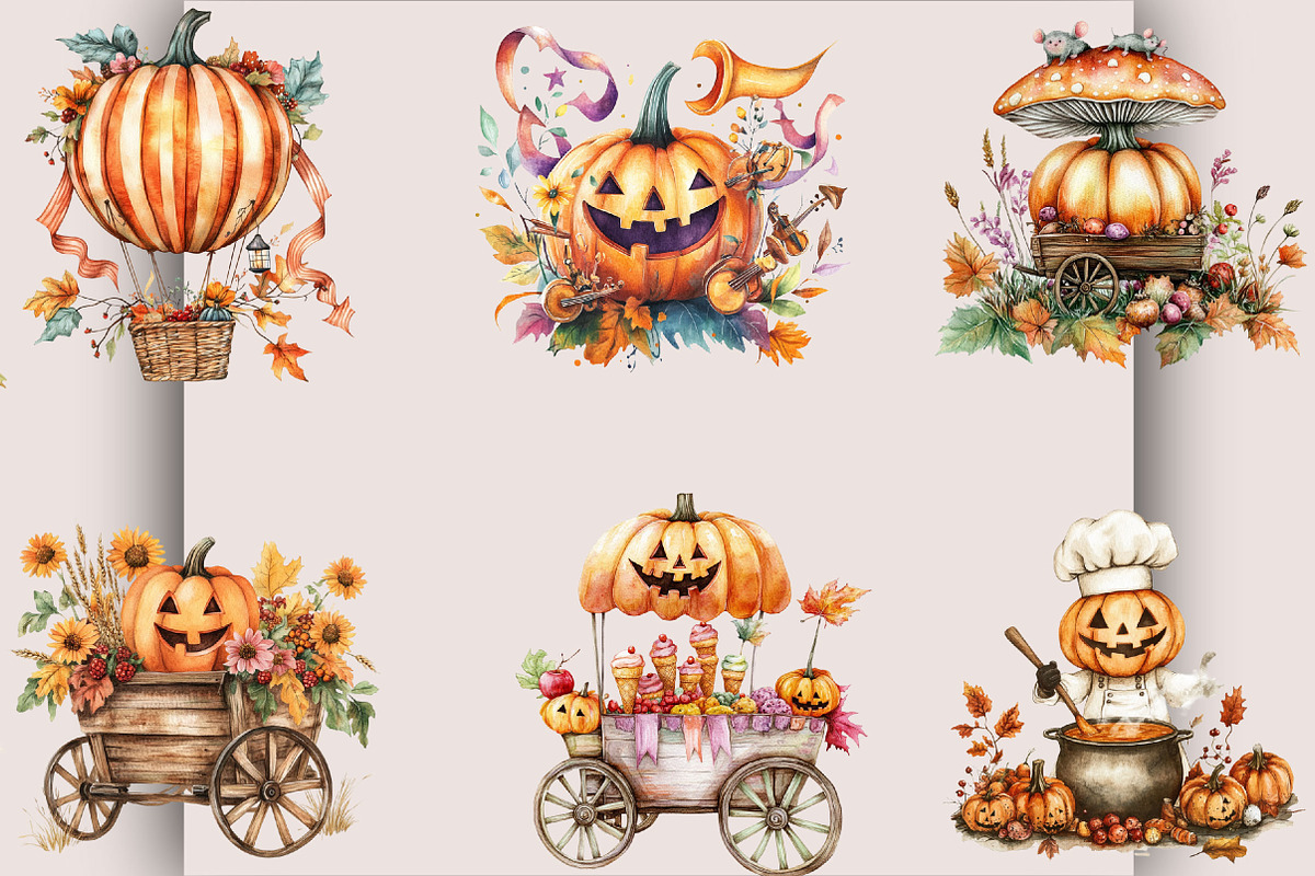 Whimsical Quirky Halloween Pumpkin, a Seasonal Illustration by SVGArt (Photo 2 of 5)