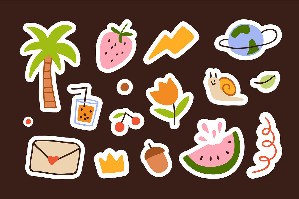 Cute sticker pack, doodle elements, a Decorative Illustration by Good Studio (Photo 4 of 7)