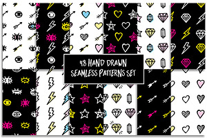 48 Hand Drawn Seamless Patterns Set