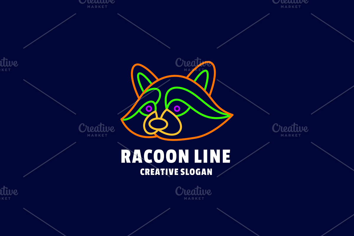 Racoon Line art Logo Template, a Branding & Logo Template by EndR_ID (Photo 1 of 3)