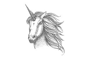 Unicorn Mythic Horse Vector Sketch