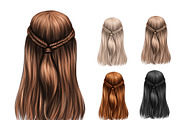 Hair clipart, Hair for little girls, an Illustration by Elenbushe (Thumbnail 9 of 9)