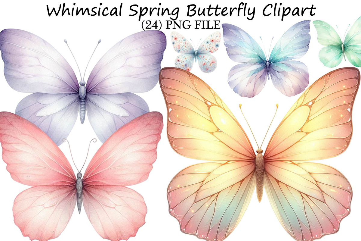 Whimsical Spring Butterfly Clipart, an Illustration by DreamPrint404 (Photo 1 of 6)